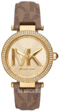 Buy Shop Michael Kors Parker Three Hand Gold Dial Brown Leather Strap Watch For Women - MK2973 USA Online