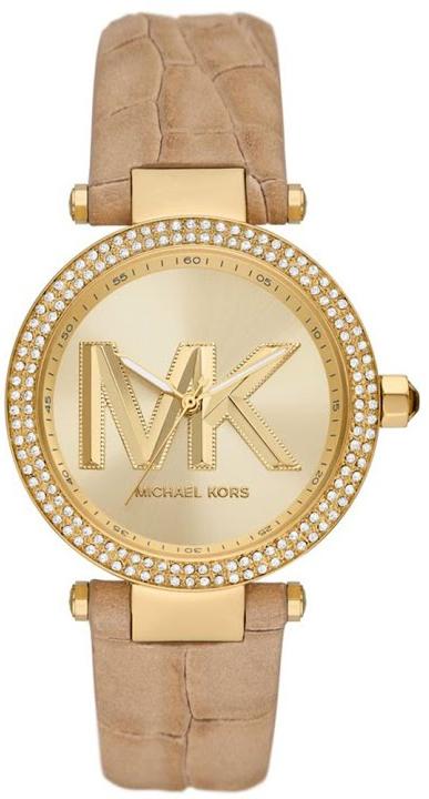Buy Shop Michael Kors Parker Three-Hand Gold Dial Brown Leather Strap Watch For Women - MK4725 USA Online