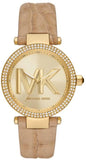 Buy Shop Michael Kors Parker Three-Hand Gold Dial Brown Leather Strap Watch For Women - MK4725 USA Online