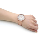 Buy Shop Michael Kors Parker Three-Hand Mother of Pearl White Dial Rose Gold Steel Strap Watch For Women - MK4695 USA Online