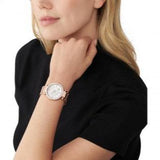 Buy Shop Michael Kors Parker Three-Hand Mother of Pearl White Dial Rose Gold Steel Strap Watch For Women - MK4695 USA Online