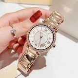 Buy Shop Michael Kors Parker Three-Hand Mother of Pearl White Dial Rose Gold Steel Strap Watch For Women - MK4695 USA Online