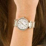 Buy Shop Michael Kors Parker Three-Hand Mother of Pearl White Dial Rose Gold Steel Strap Watch For Women - MK4695 USA Online