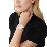 Buy Shop Michael Kors Parker Three-Hand Mother of Pearl White Dial Rose Gold Steel Strap Watch For Women - MK4695 USA Online