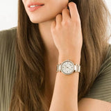 Buy Shop Michael Kors Parker Three-Hand Mother of Pearl White Dial Rose Gold Steel Strap Watch For Women - MK4695 USA Online