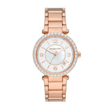 Buy Shop Michael Kors Parker Three-Hand Mother of Pearl White Dial Rose Gold Steel Strap Watch For Women - MK4695 USA Online
