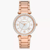 Buy Shop Michael Kors Parker Three-Hand Mother of Pearl White Dial Rose Gold Steel Strap Watch For Women - MK4695 USA Online