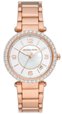 Buy Shop Michael Kors Parker Three-Hand Mother of Pearl White Dial Rose Gold Steel Strap Watch For Women - MK4695 USA Online