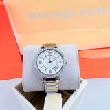 Buy Shop Michael Kors Parker Three Hand Mother of Pearl White Dial Silver Steel Strap Watch For Women - MK4694 USA Online