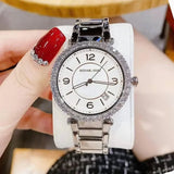 Buy Shop Michael Kors Parker Three Hand Mother of Pearl White Dial Silver Steel Strap Watch For Women - MK4694 USA Online