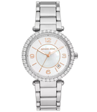 Buy Shop Michael Kors Parker Three Hand Mother of Pearl White Dial Silver Steel Strap Watch For Women - MK4694 USA Online