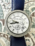 Buy Shop Michael Kors Parker White Dial Navy Blue Leather Strap Watch for Women - MK2293 USA Online