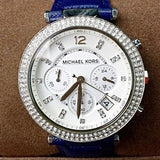 Buy Shop Michael Kors Parker White Dial Navy Blue Leather Strap Watch for Women - MK2293 USA Online