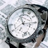 Buy Shop Michael Kors Parker White Dial Navy Blue Leather Strap Watch for Women - MK2293 USA Online