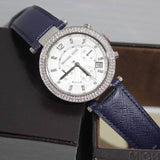 Buy Shop Michael Kors Parker White Dial Navy Blue Leather Strap Watch for Women - MK2293 USA Online