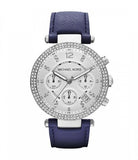 Buy Shop Michael Kors Parker White Dial Navy Blue Leather Strap Watch for Women - MK2293 USA Online