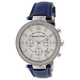 Buy Shop Michael Kors Parker White Dial Navy Blue Leather Strap Watch for Women - MK2293 USA Online