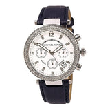 Buy Shop Michael Kors Parker White Dial Navy Blue Leather Strap Watch for Women - MK2293 USA Online