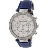Buy Shop Michael Kors Parker White Dial Navy Blue Leather Strap Watch for Women - MK2293 USA Online
