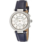 Buy Shop Michael Kors Parker White Dial Navy Blue Leather Strap Watch for Women - MK2293 USA Online