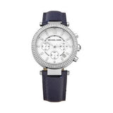 Buy Shop Michael Kors Parker White Dial Navy Blue Leather Strap Watch for Women - MK2293 USA Online
