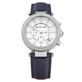 Buy Shop Michael Kors Parker White Dial Navy Blue Leather Strap Watch for Women - MK2293 USA Online