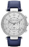 Buy Shop Michael Kors Parker White Dial Navy Blue Leather Strap Watch for Women - MK2293 USA Online