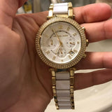 Buy Shop Michael Kors Parker White Dial Two Tone Steel Strap Watch for Women - MK6119 USA Online