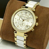 Buy Shop Michael Kors Parker White Dial Two Tone Steel Strap Watch for Women - MK6119 USA Online