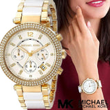 Buy Shop Michael Kors Parker White Dial Two Tone Steel Strap Watch for Women - MK6119 USA Online