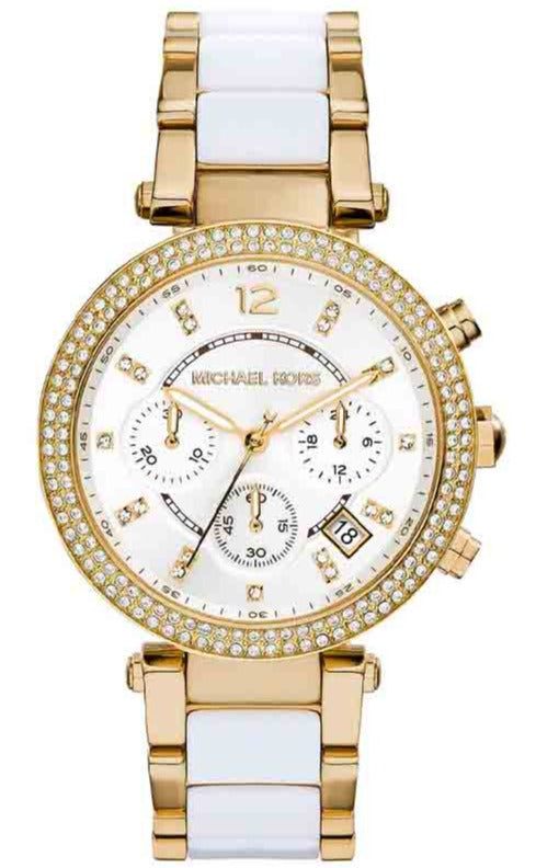 Buy Shop Michael Kors Parker White Dial Two Tone Steel Strap Watch for Women - MK6119 USA Online