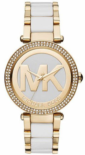 Buy Shop Michael Kors Parker White Dial Two Tone Steel Strap Watch for Women - MK6313 USA Online