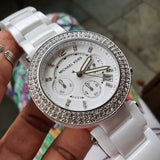 Buy Shop Michael Kors Parker White Dial White Ceramic Strap Watch for Women - MK5654 USA Online