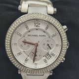Buy Shop Michael Kors Parker White Dial White Leather Strap Watch for Women - MK2277 USA Online