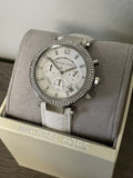 Buy Shop Michael Kors Parker White Dial White Leather Strap Watch for Women - MK2277 USA Online
