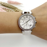 Buy Shop Michael Kors Parker White Dial White Leather Strap Watch for Women - MK2277 USA Online