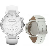 Buy Shop Michael Kors Parker White Dial White Leather Strap Watch for Women - MK2277 USA Online