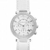 Buy Shop Michael Kors Parker White Dial White Leather Strap Watch for Women - MK2277 USA Online