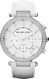 Buy Shop Michael Kors Parker White Dial White Leather Strap Watch for Women - MK2277 USA Online