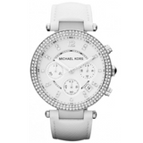 Buy Shop Michael Kors Parker White Dial White Leather Strap Watch for Women - MK2277 USA Online