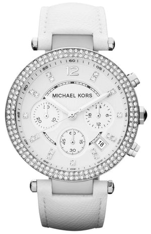 Buy Shop Michael Kors Parker White Dial White Leather Strap Watch for Women - MK2277 USA Online