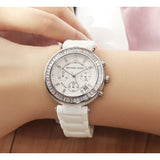 Buy Shop Michael Kors Parker White Dial White Leather Strap Watch for Women - MK5848 USA Online