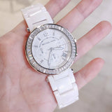 Buy Shop Michael Kors Parker White Dial White Leather Strap Watch for Women - MK5848 USA Online