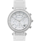 Buy Shop Michael Kors Parker White Dial White Leather Strap Watch for Women - MK5848 USA Online