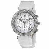 Buy Shop Michael Kors Parker White Dial White Leather Strap Watch for Women - MK5848 USA Online