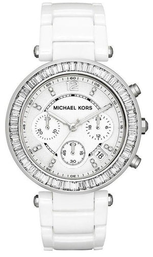 Buy Shop Michael Kors Parker White Dial White Leather Strap Watch for Women - MK5848 USA Online
