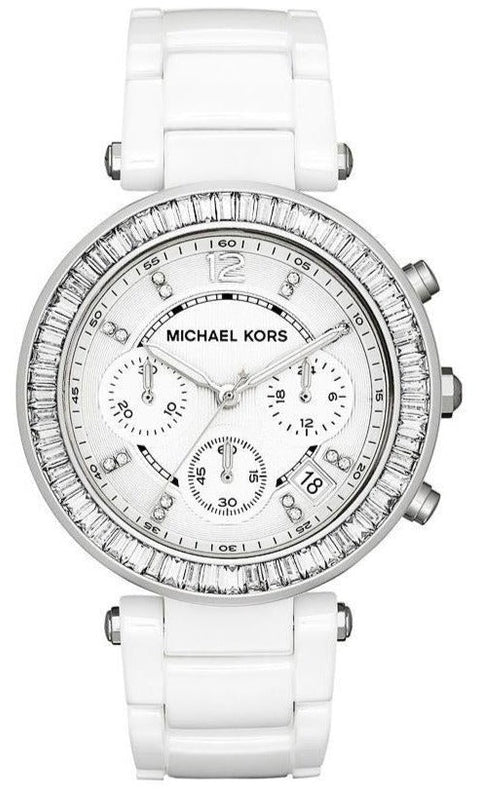 Buy Shop Michael Kors Parker White Dial White Leather Strap Watch for Women - MK5848 USA Online