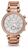 Buy Shop Michael Kors Parker White Dial with Diamonds Rose Gold Steel Strap Watch for Women - MK5491 USA Online