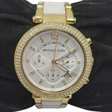 Buy Shop Michael Kors Parker White Dial with Diamonds White Leather Strap Watch for Women - MK2290 USA Online