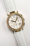 Buy Shop Michael Kors Parker White Dial with Diamonds White Leather Strap Watch for Women - MK2290 USA Online